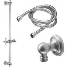 California Faucets 9129-48X-PC - Slide Bar Handshower Kit - Cross Handle with Concave Base