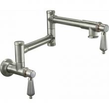 California Faucets K10-201-68-WHT - Pot Filler - Dual Handle Wall Mount - Traditional