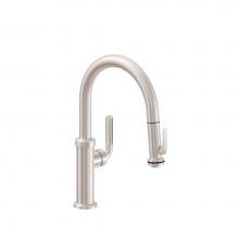 California Faucets K30-102SQ-SL-RBZ - Pull-Down Kitchen Faucet with Squeeze Handle Sprayer - Low Spout