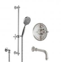 California Faucets KT06-48X.20-PC - Miramar Styletherm 1/2'' Thermostatic Shower System with Handshower Slide Bar and Tub Sp
