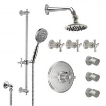 California Faucets KT08-48X.18-PC - Miramar Styletherm 1/2'' Thermostatic Shower System with Body Spray, Handshower on Slide