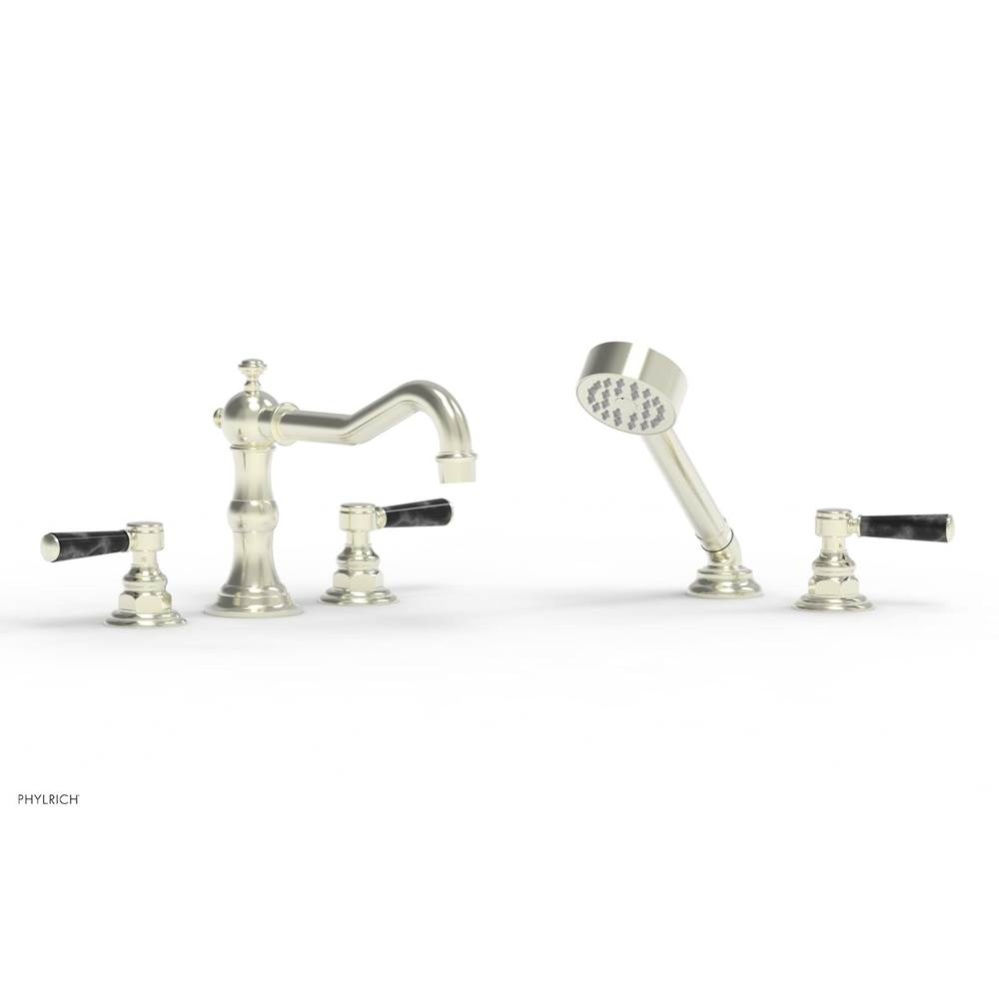 Deck Tub Set Trim, W/ Hnd Shwr, Mrbl Lvr Hdls Henri