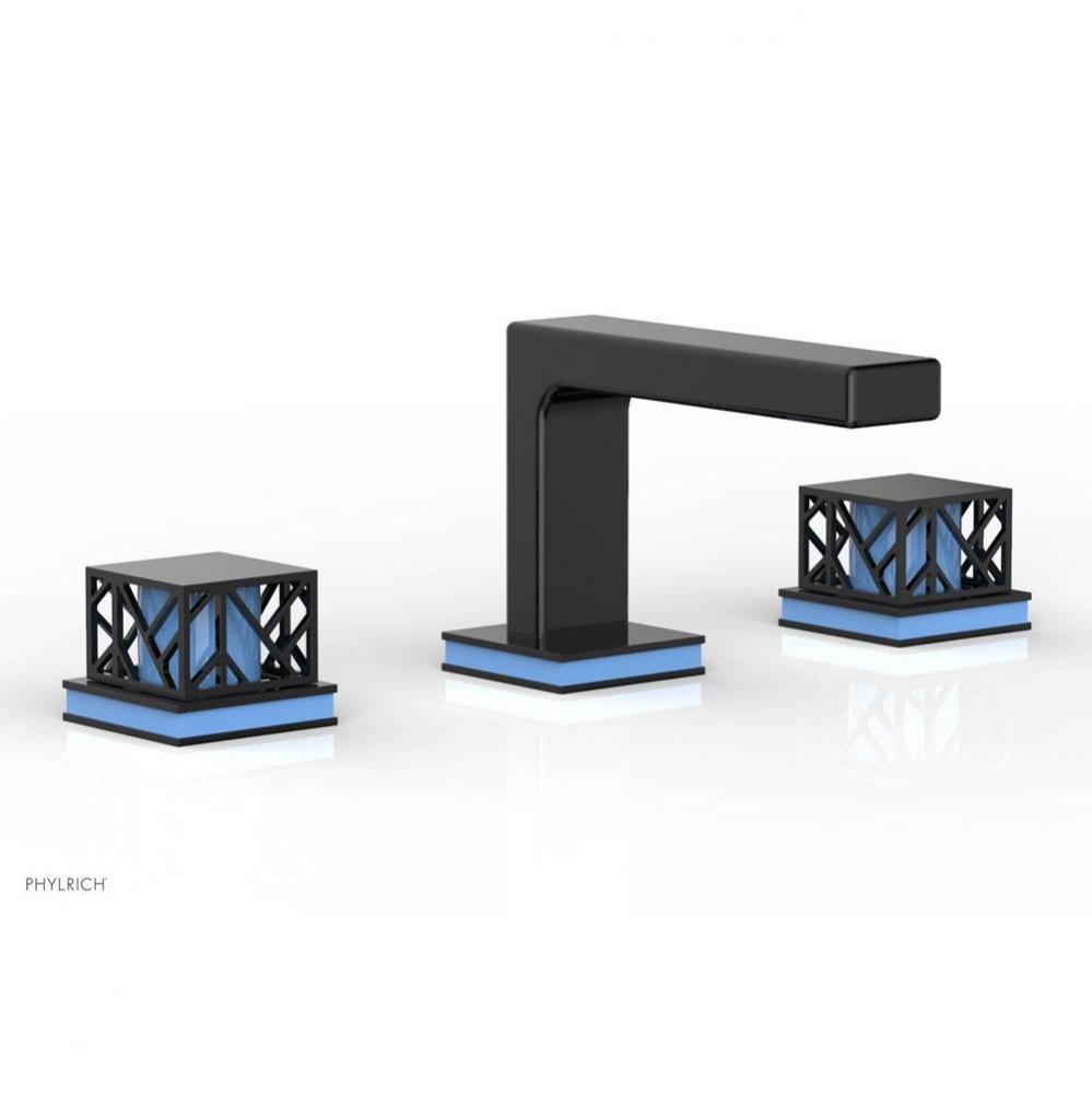 JOLIE Widespread Faucet - Square Handles with ''Light Blue'' Accents 222-02