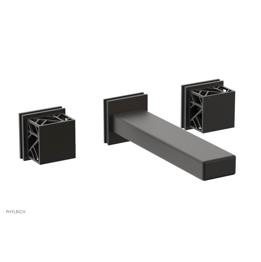 Oil Rubbed Bronze Jolie Two Handle Wall Tub Set With Rectangular Spout, Square Cutaway Handles, An