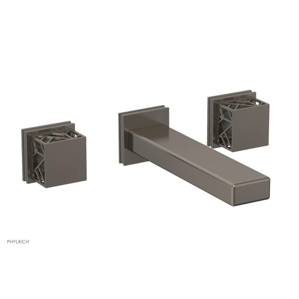 Pewter Jolie Wall Faucet With Rectangular Spout, Square Cutaway Handles, And Grey Accents - 1.2GPM