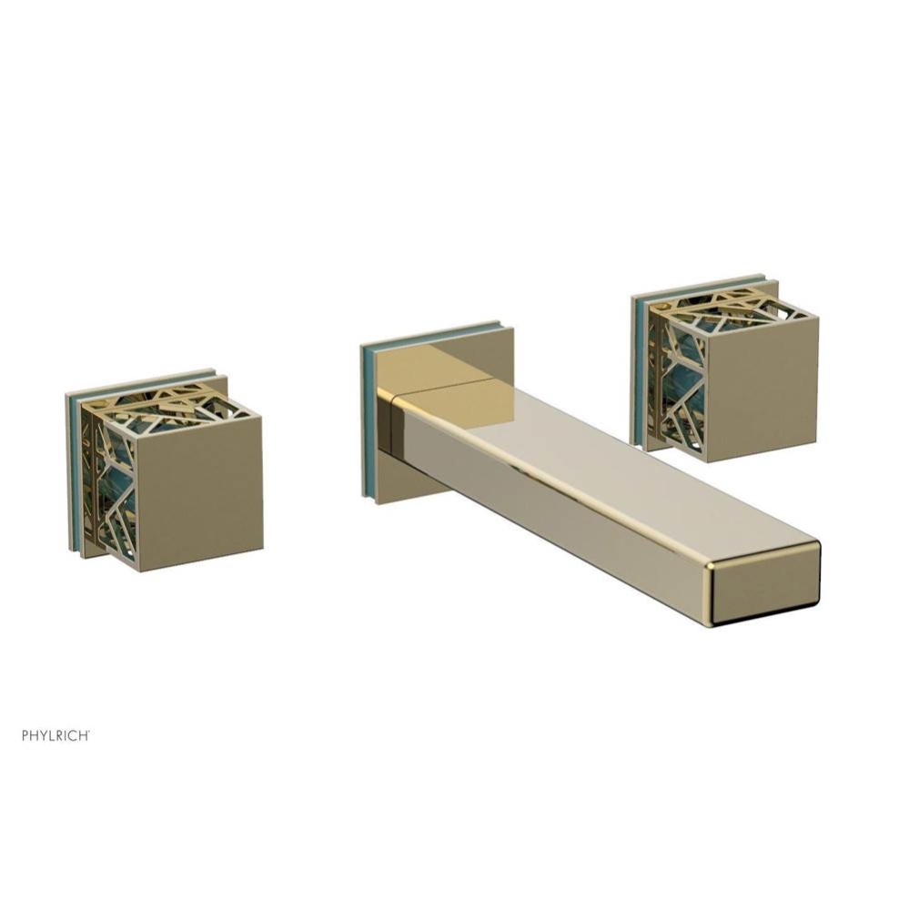 Polished Brass Uncoated (Living Finish) Jolie Wall Faucet With Rectangular Spout, Square Cutaway H