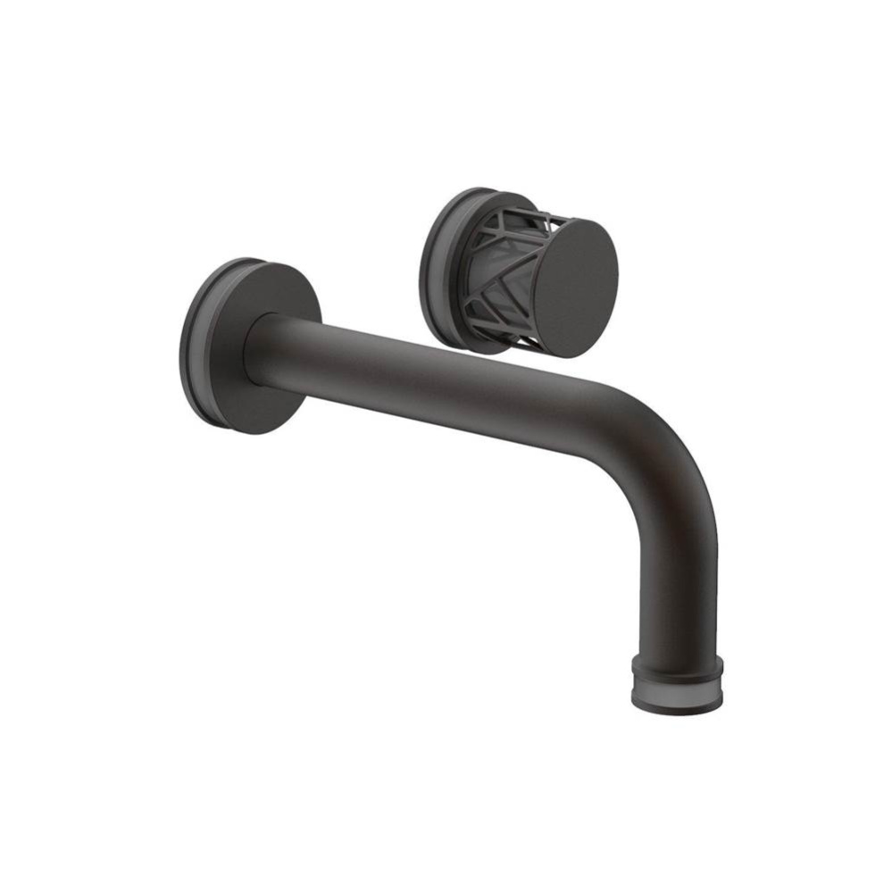 Oil Rubbed Bronze Jolie Single Handle Wall Faucet With Tubular Spout, Round Cutaway Handles, And G