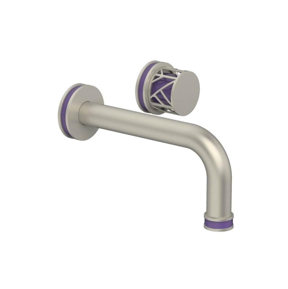 Burnished Nickel Jolie Single Handle Wall Faucet With Tubular Spout, Round Cutaway Handles, And Pu
