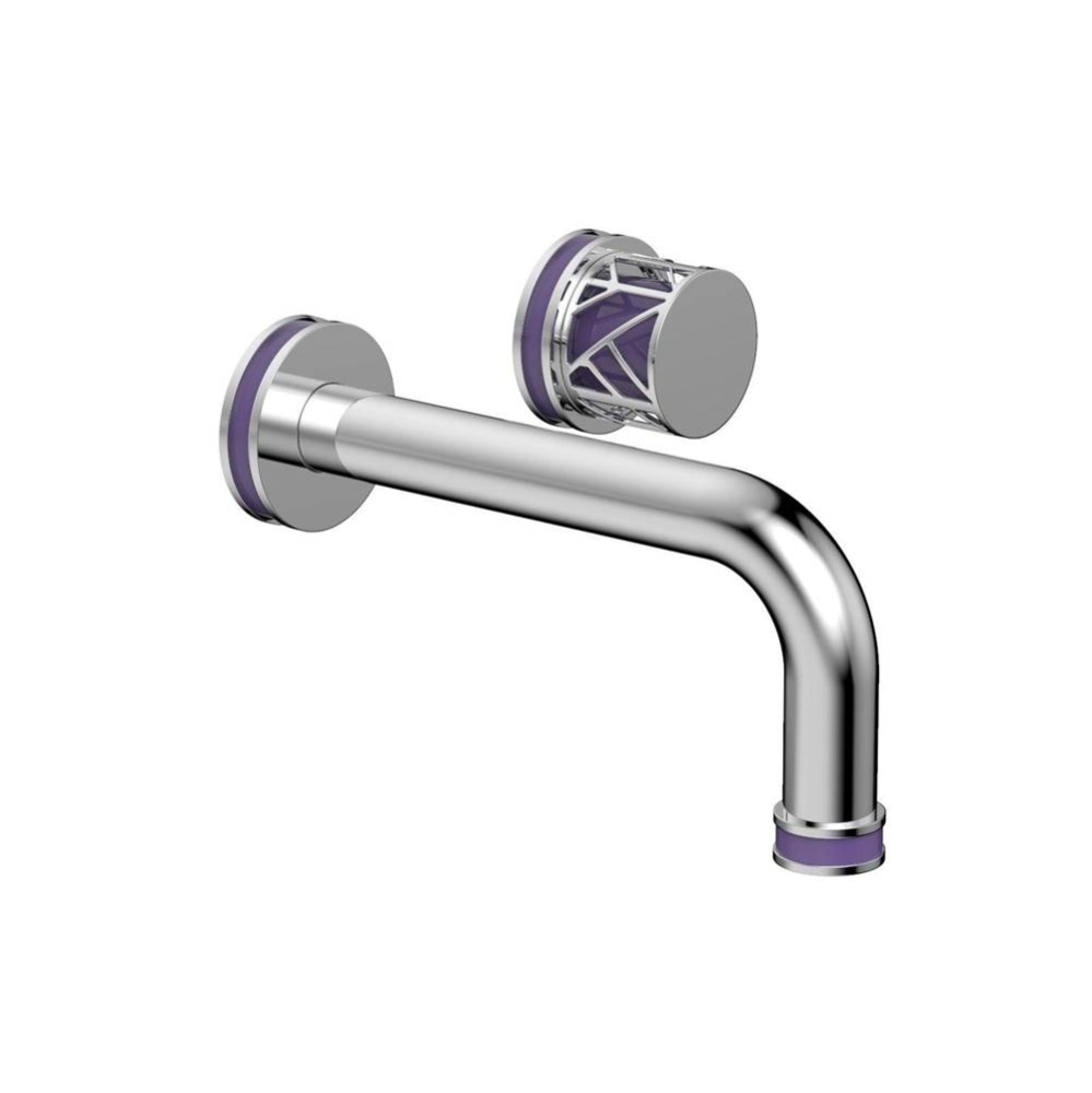 Polished Chrome Jolie Single Handle Wall Faucet With Tubular Spout, Round Cutaway Handles, And Pur