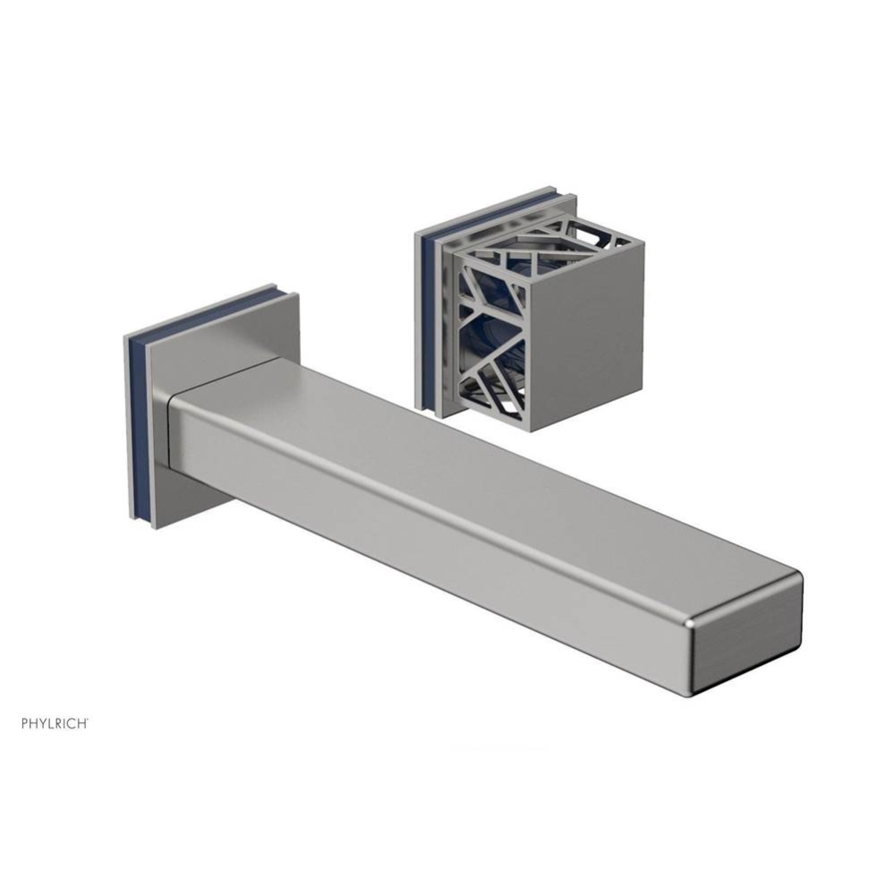 Satin Chrome Jolie Single Handle Wall Faucet With Rectangular Spout, Square Cutaway Handles, And N