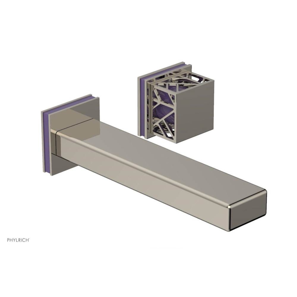 Polished Nickel Jolie Single Handle Wall Faucet With Rectangular Spout, Square Cutaway Handles, An