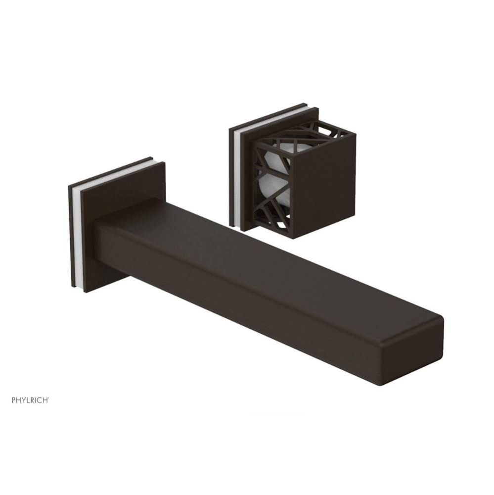 Antique Bronze Jolie Single Handle Wall Faucet With Rectangular Spout, Square Cutaway Handles, And