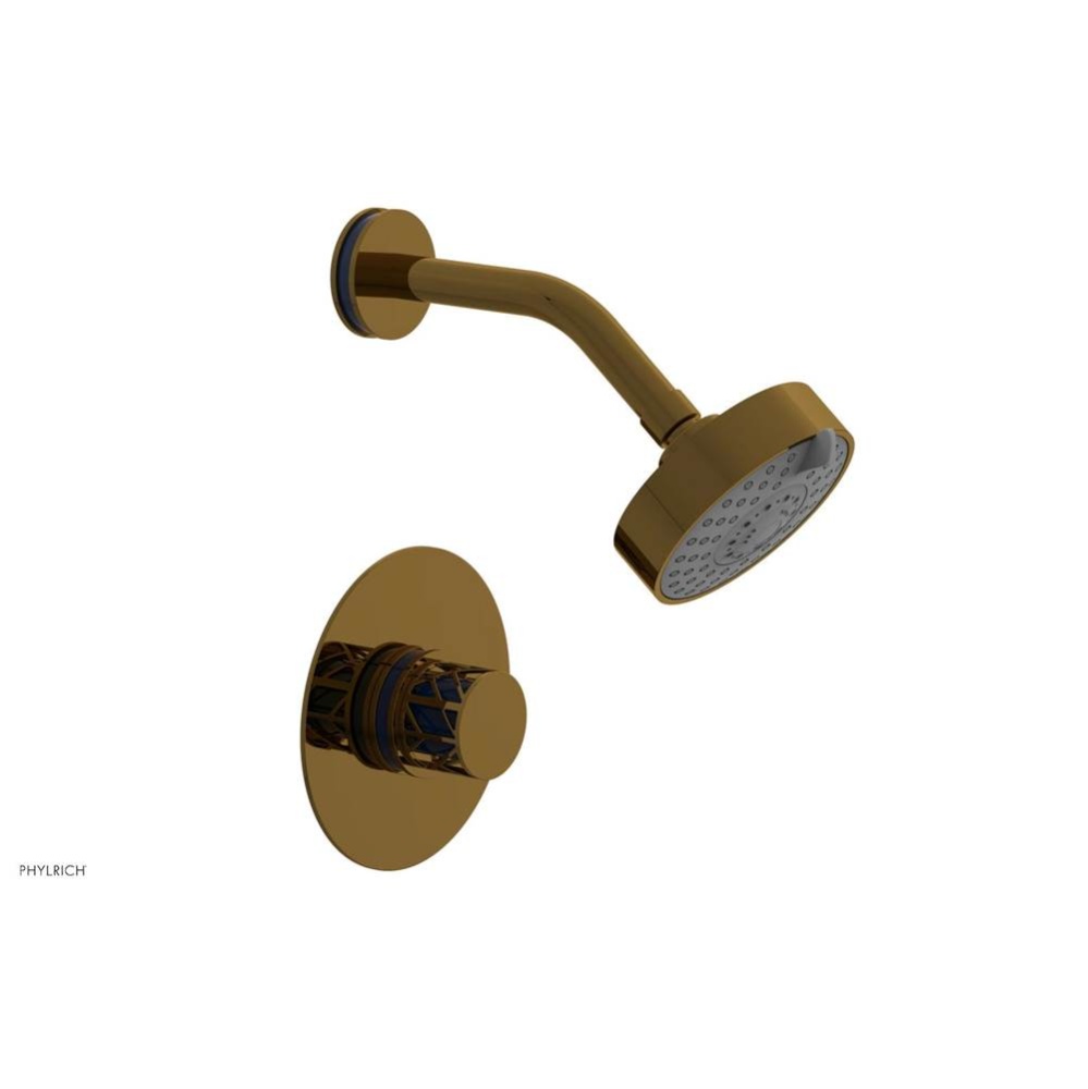French Brass (Living Finish) Jolie Pressure Balance Shower Set With Round Trim, Round Cutaway Hand
