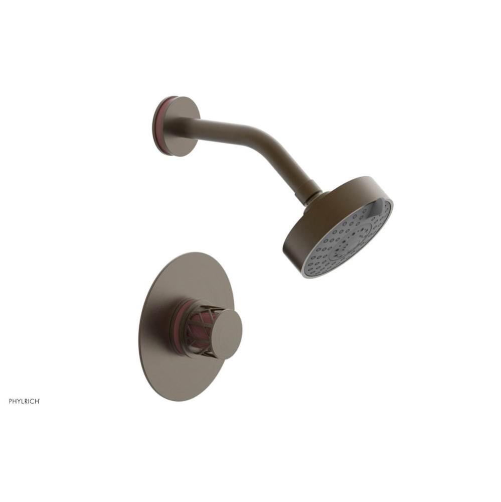 Old English Brass Jolie Pressure Balance Shower Set With Round Trim, Round Cutaway Handle, And Pin