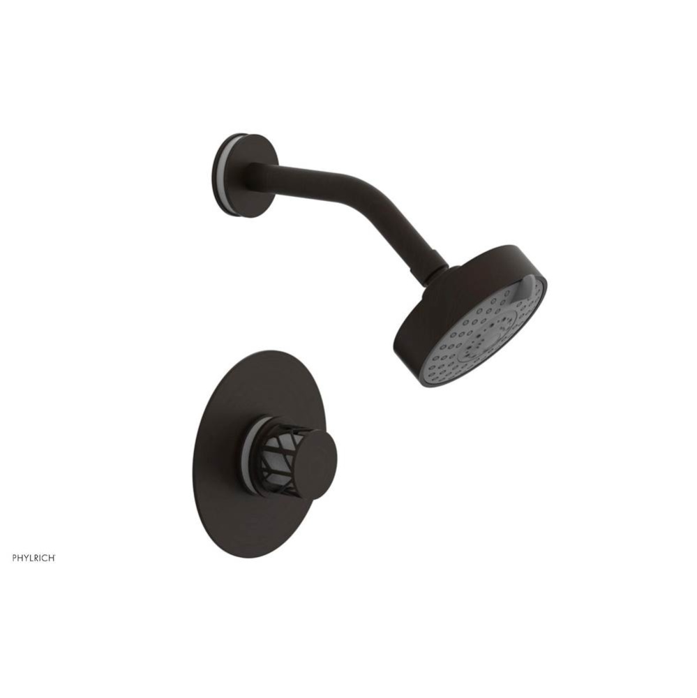 Antique Bronze Jolie Pressure Balance Shower Set With Round Trim, Round Cutaway Handle, And Gloss