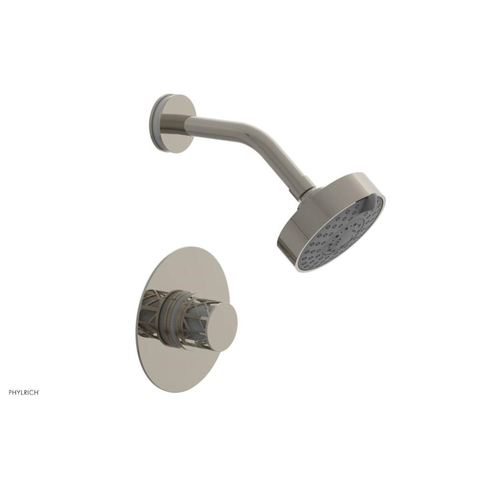 Polished Nickel Jolie Pressure Balance Shower Set With Round Trim, Round Cutaway Handle, And Gloss