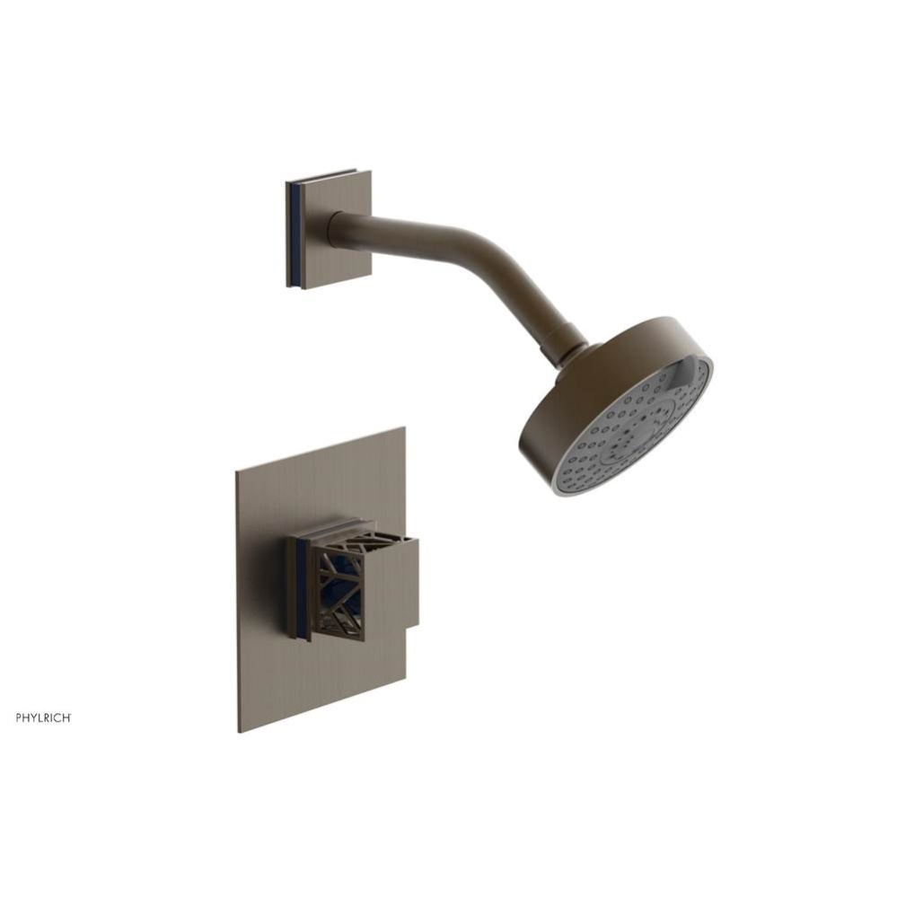 Old English Brass Jolie Pressure Balance Shower Set With Square Trim, Square Cutaway Handle, And N