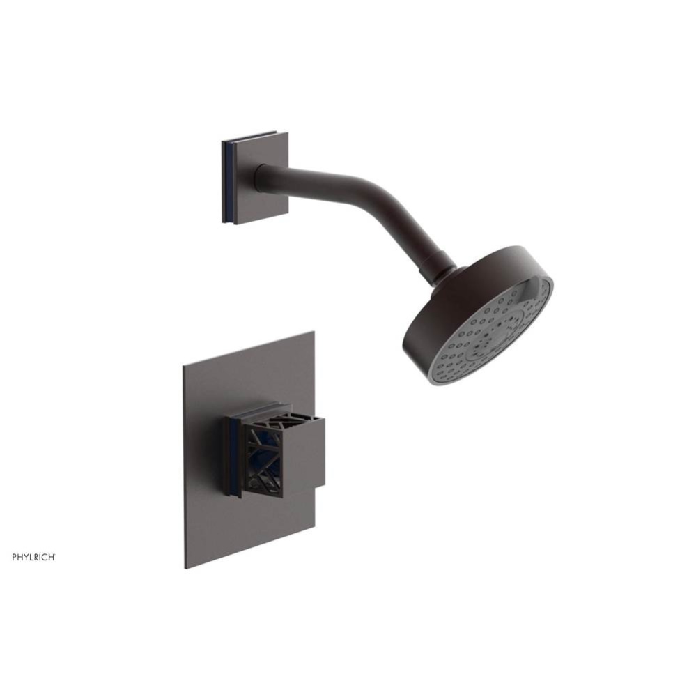 Weathered Copper Jolie Pressure Balance Shower Set With Square Trim, Square Cutaway Handle, And Na