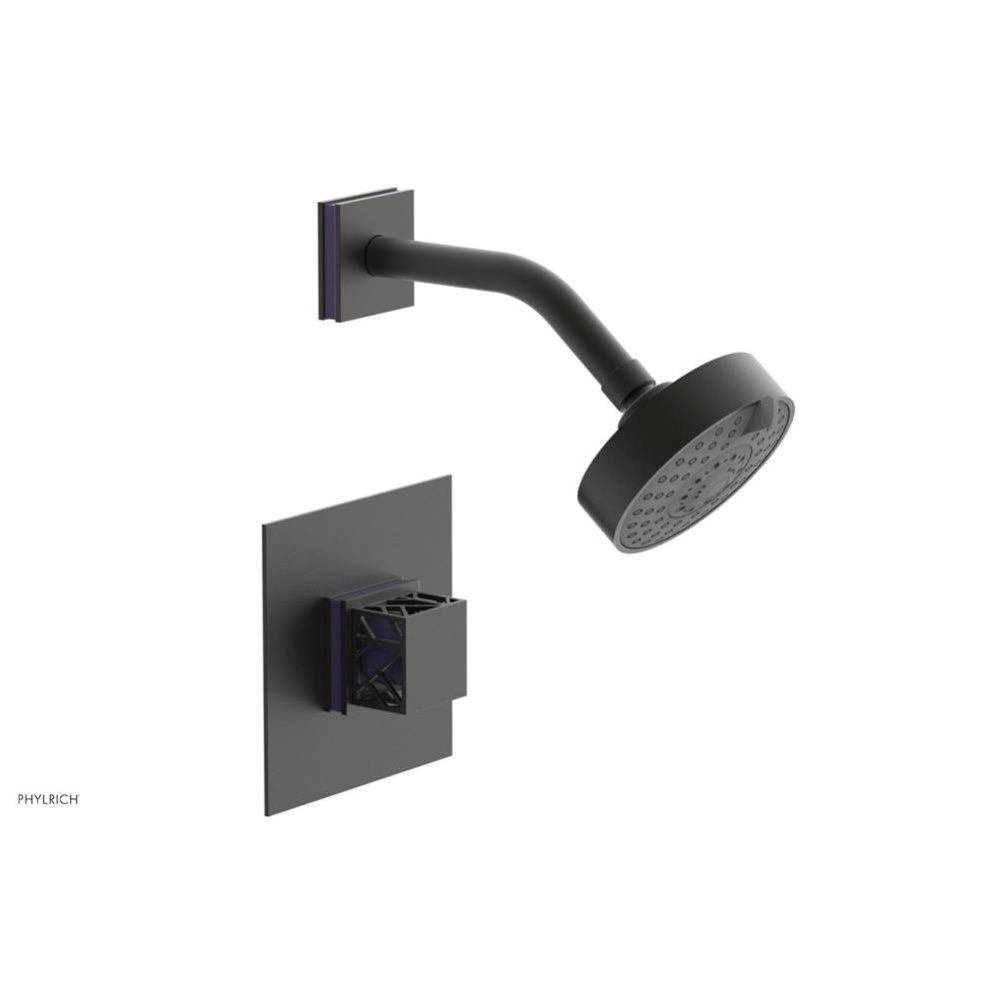 Oil Rubbed Bronze Jolie Pressure Balance Shower Set With Square Trim, Square Cutaway Handle, And P