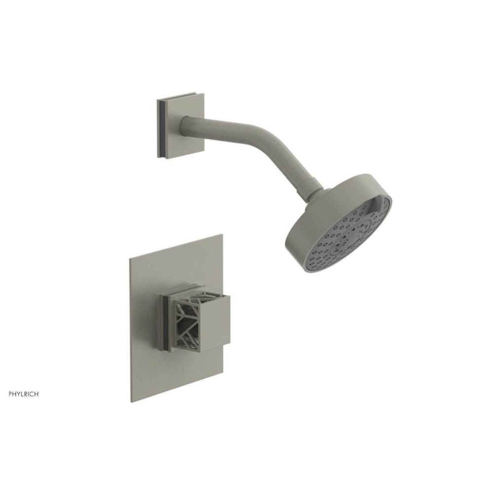 Burnished Nickel Jolie Pressure Balance Shower Set With Square Trim, Square Cutaway Handle, And Gr