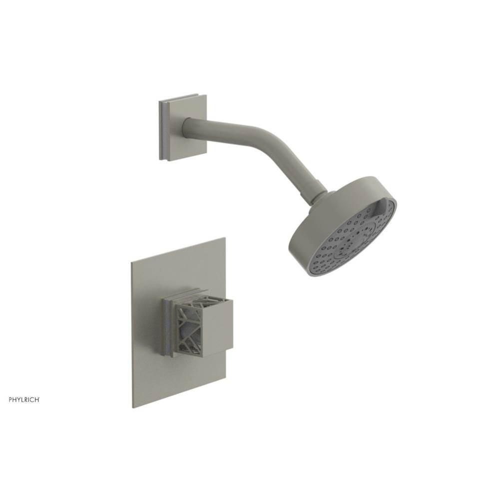 Burnished Nickel Jolie Pressure Balance Shower Set With Square Trim, Square Cutaway Handle, And Gl