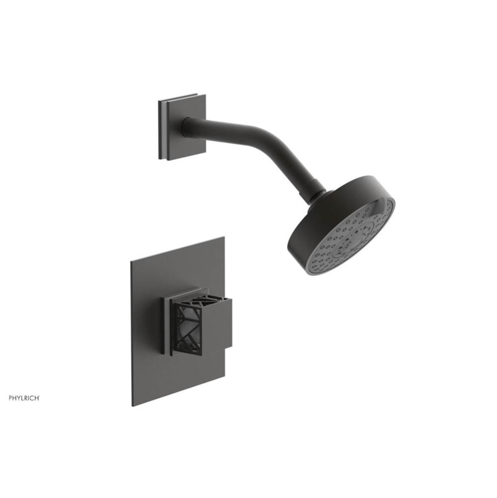 Oil Rubbed Bronze Jolie Pressure Balance Shower Set With Square Trim, Square Cutaway Handle, And G