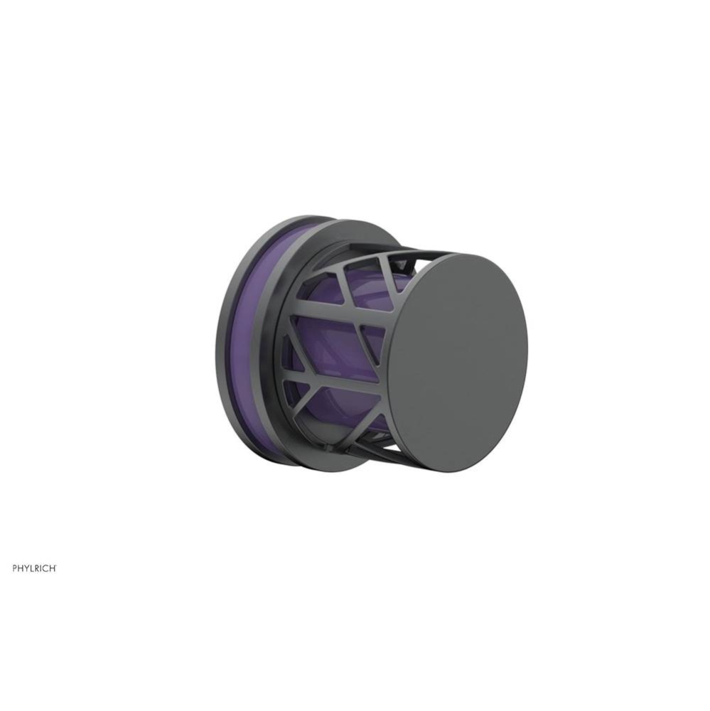 Gunmetal Gray Jolie Diverter/Volume Control Trim With Round Cutaway Handles And Purple Accents