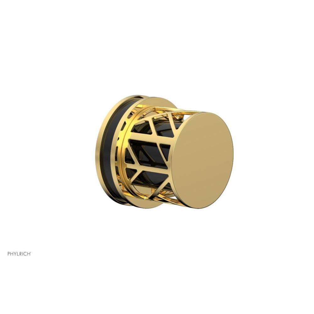 Polished Gold Jolie Diverter/Volume Control Trim With Round Cutaway Handles And Black Accents