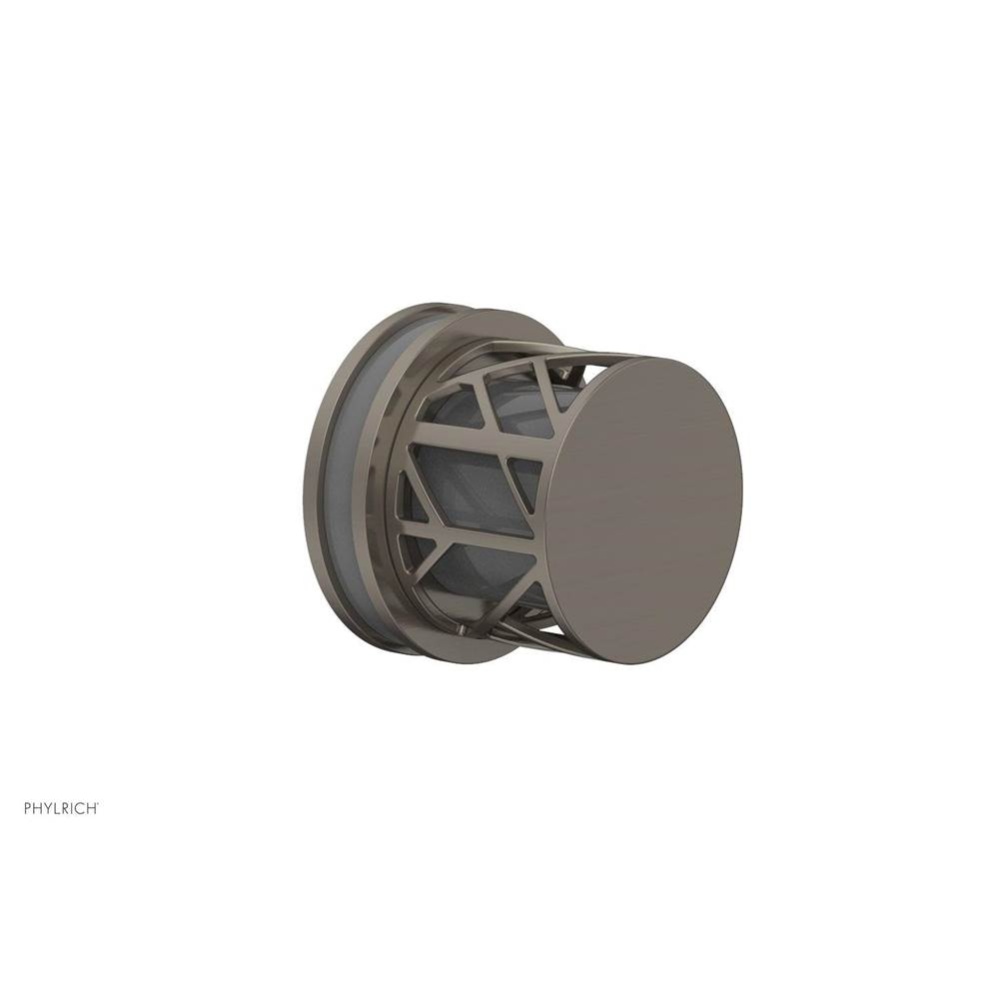 Pewter Jolie Diverter/Volume Control Trim With Round Cutaway Handles And Grey Accents