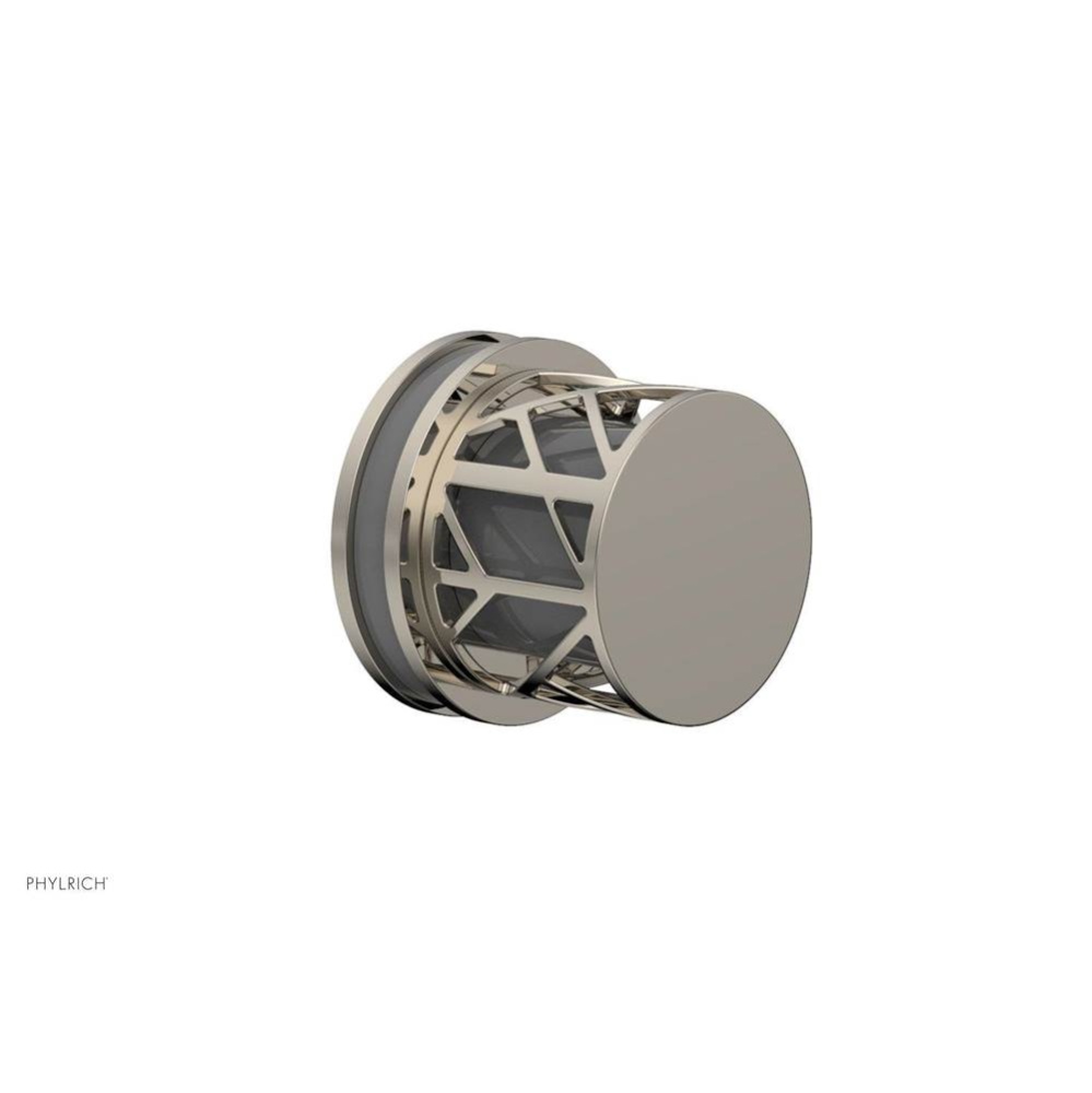 Polished Nickel Jolie Diverter/Volume Control Trim With Round Cutaway Handles And Grey Accents