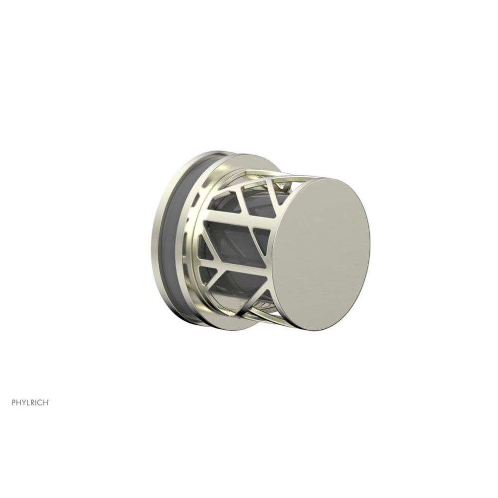 Satin Nickel Jolie Diverter/Volume Control Trim With Round Cutaway Handles And Grey Accents
