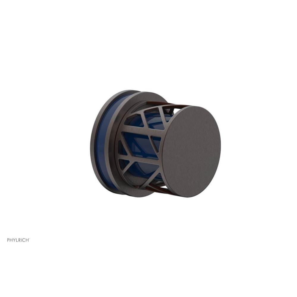 Weathered Copper Jolie Diverter/Volume Control Trim With Round Cutaway Handles And Navy Blue Accen