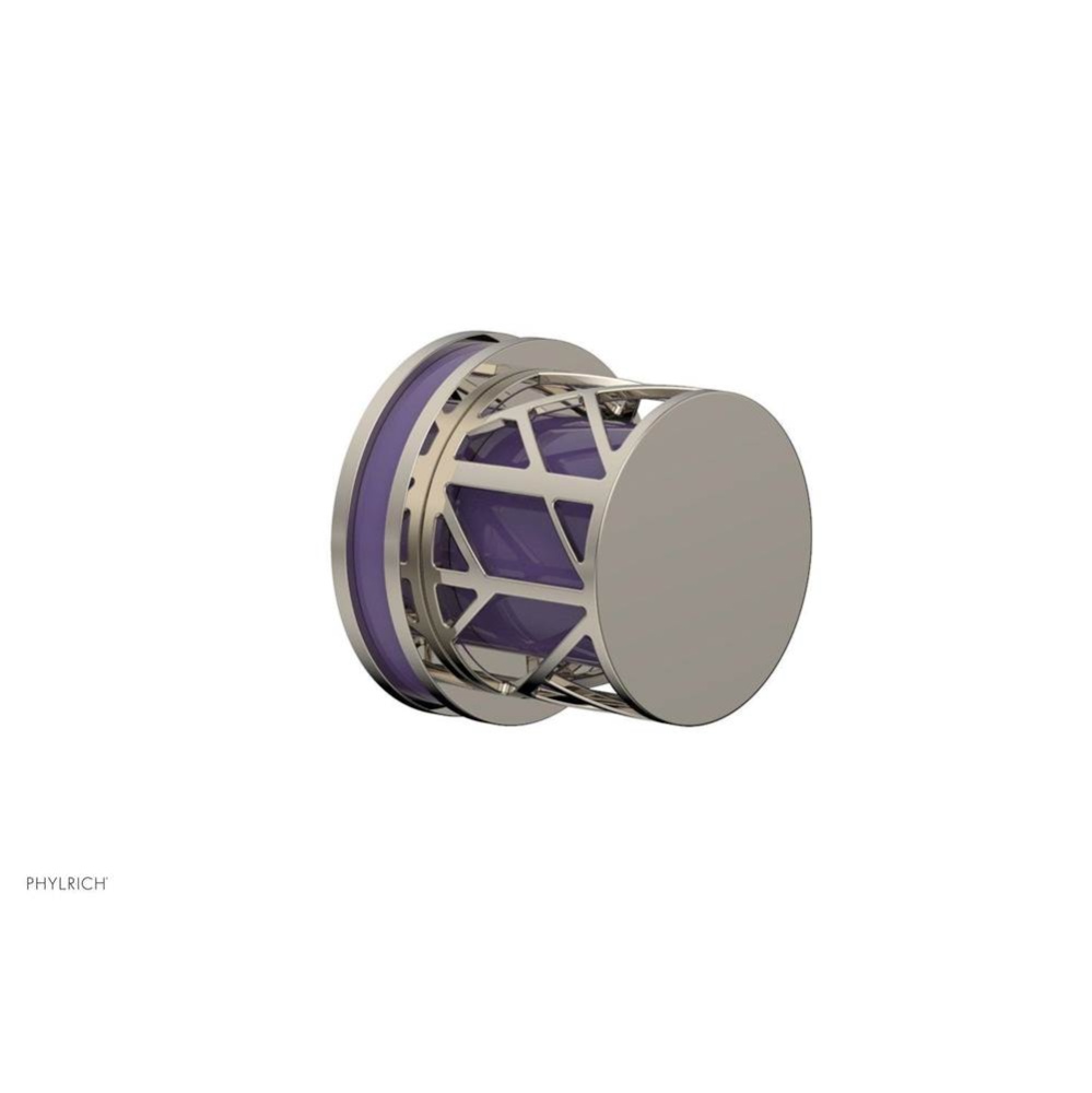 Polished Nickel Jolie Diverter/Volume Control Trim With Round Cutaway Handles And Purple Accents