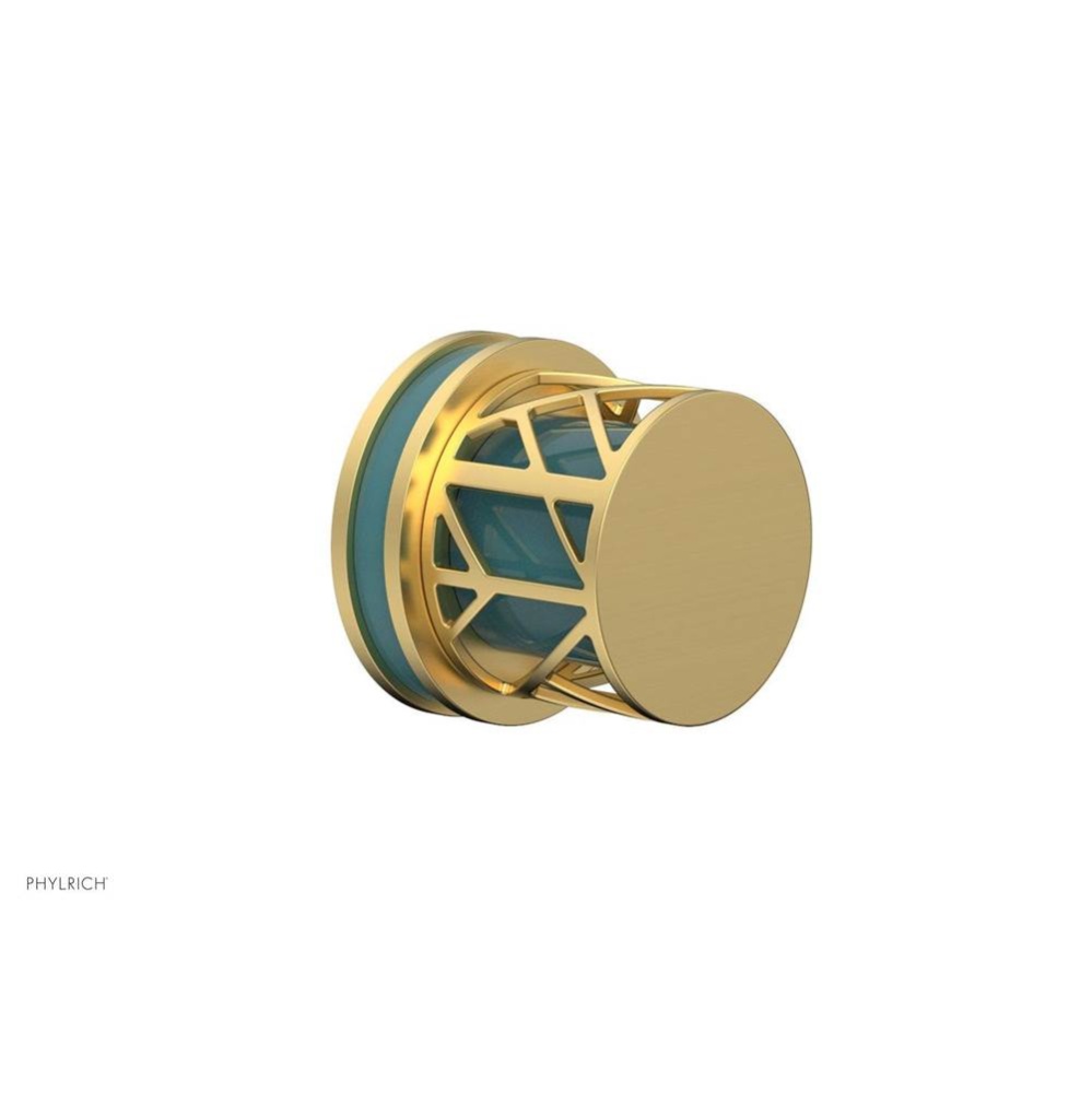 Burnished Gold Jolie Diverter/Volume Control Trim With Round Cutaway Handles And Turquoise Accents