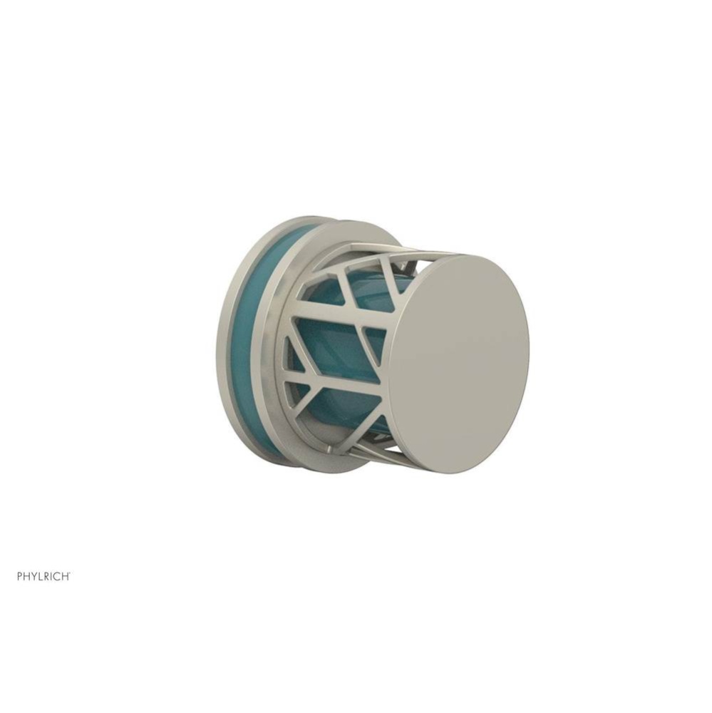 Burnished Nickel Jolie Diverter/Volume Control Trim With Round Cutaway Handles And Turquoise Accen