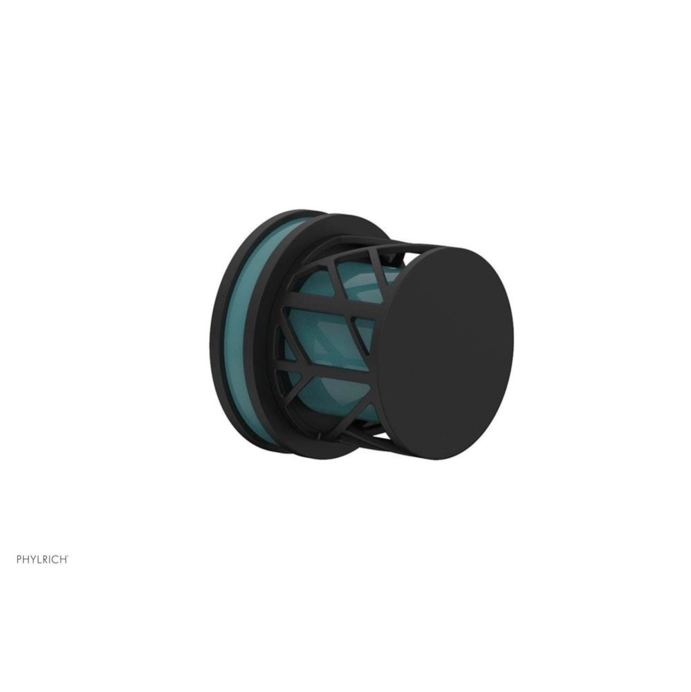 Matte Black Jolie Diverter/Volume Control Trim With Round Cutaway Handles And Turquoise Accents