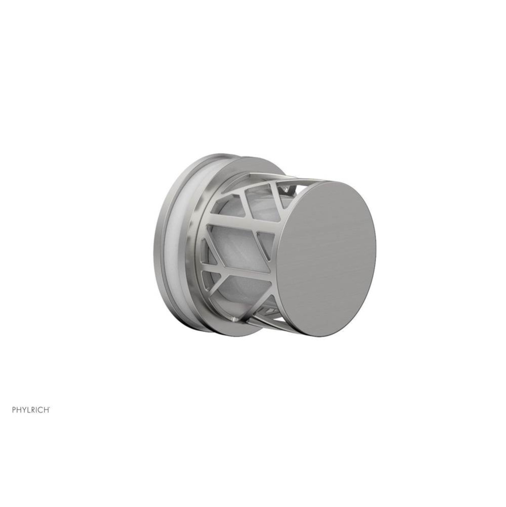 Satin Chrome Jolie Diverter/Volume Control Trim With Round Cutaway Handles And Gloss White Accents