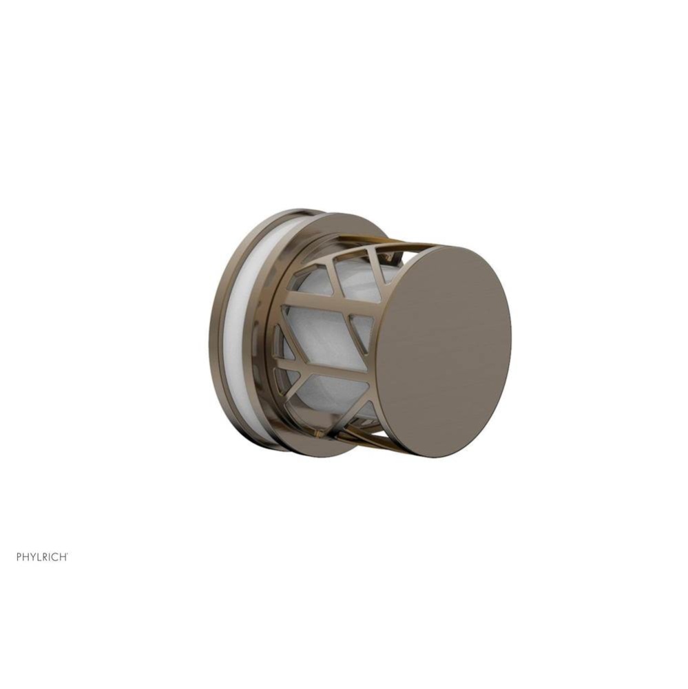 Antique Brass Jolie Diverter/Volume Control Trim With Round Cutaway Handles And Gloss White Accent