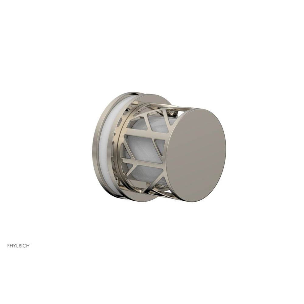 Polished Nickel Jolie Diverter/Volume Control Trim With Round Cutaway Handles And Gloss White Acce