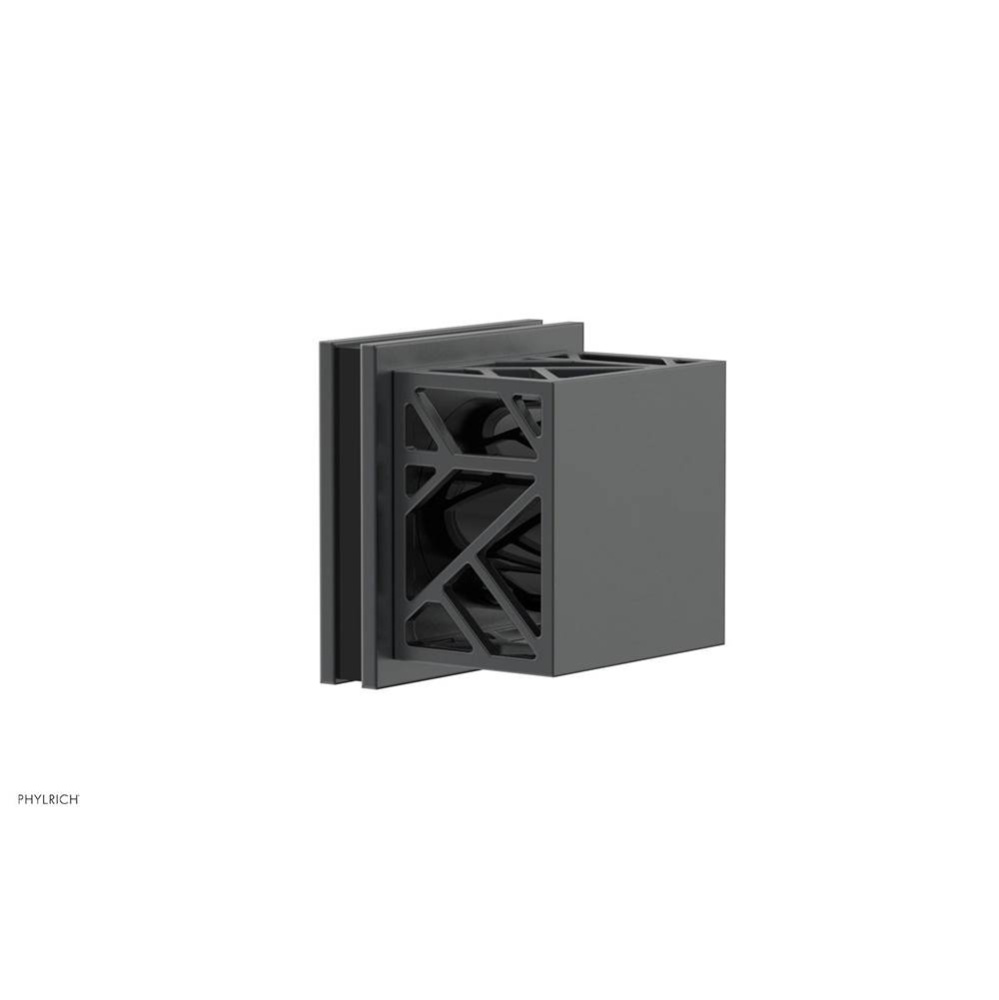 Gunmetal Gray Jolie Diverter/Volume Control Trim With Square Cutaway Handles And Black Accents