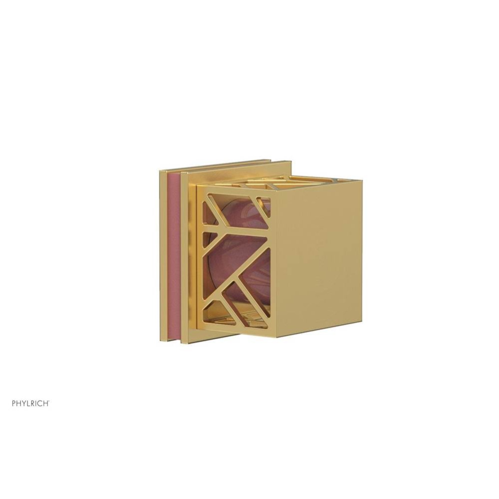 Burnished Gold Jolie Diverter/Volume Control Trim With Square Cutaway Handles And Pink Accents