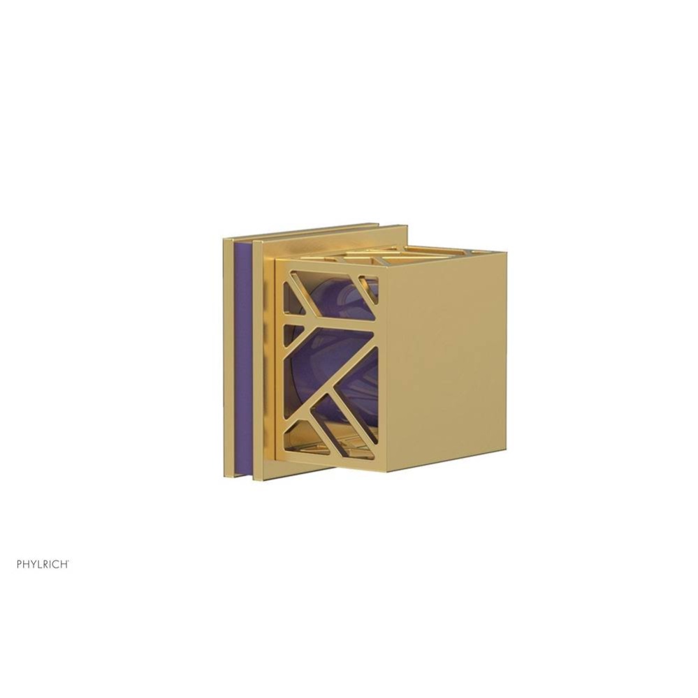 Burnished Gold Jolie Diverter/Volume Control Trim With Square Cutaway Handles And Purple Accents