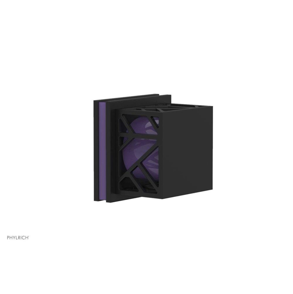Matte Black Jolie Diverter/Volume Control Trim With Square Cutaway Handles And Purple Accents