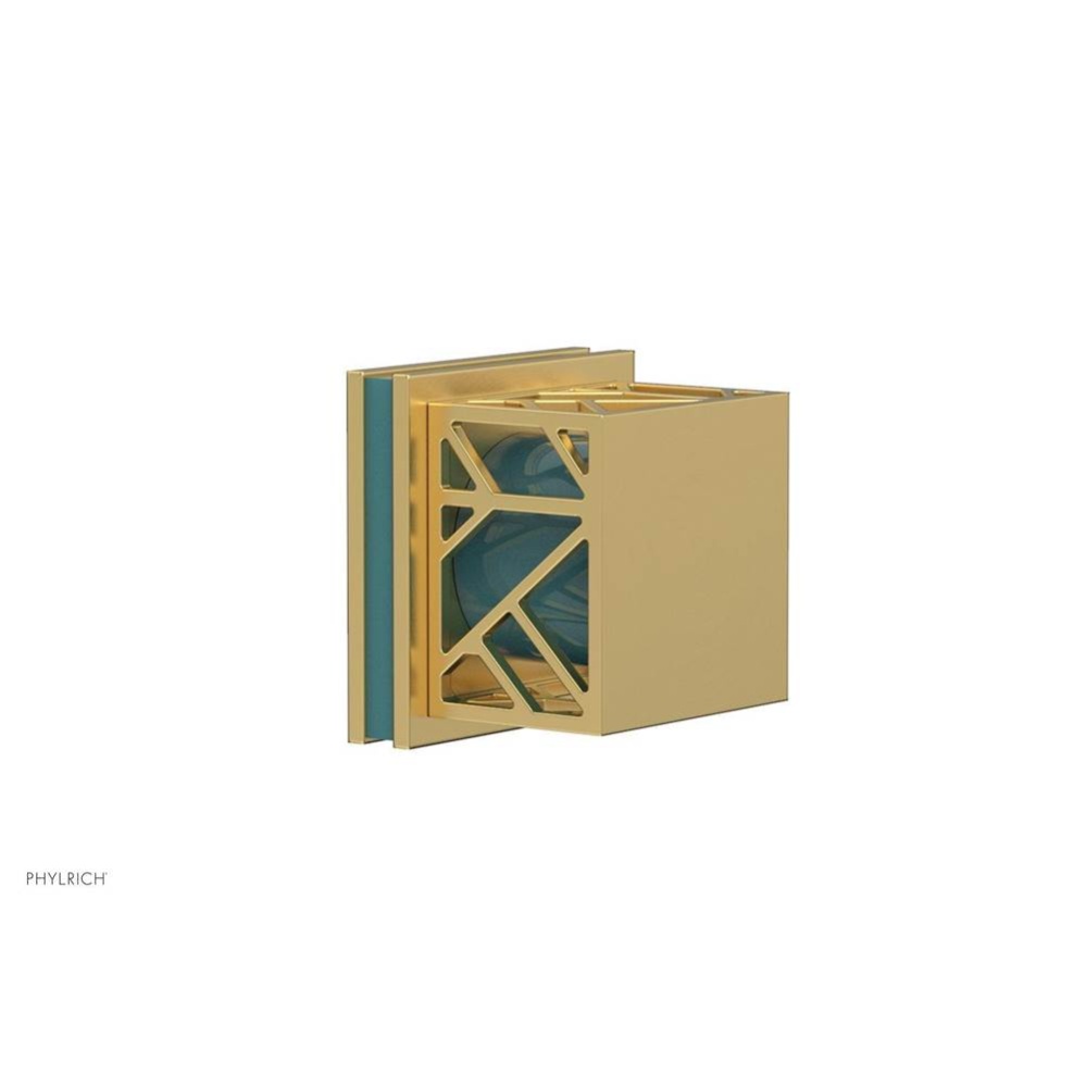 Burnished Gold Jolie Diverter/Volume Control Trim With Square Cutaway Handles And Turquoise Accent