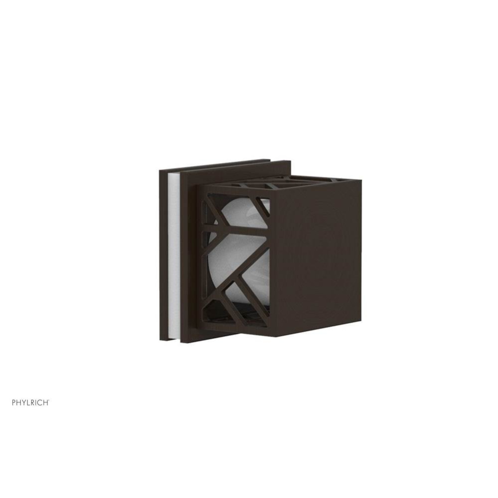 Antique Bronze Jolie Diverter/Volume Control Trim With Square Cutaway Handles And Gloss White Acce