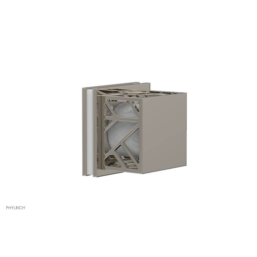 Polished Nickel Jolie Diverter/Volume Control Trim With Square Cutaway Handles And Gloss White Acc