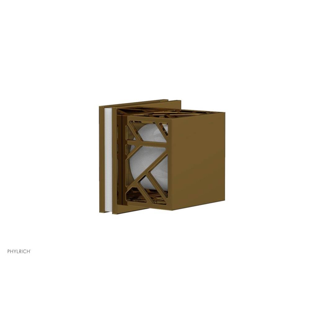 French Brass (Living Finish) Jolie Diverter/Volume Control Trim With Square Cutaway Handles And Gl