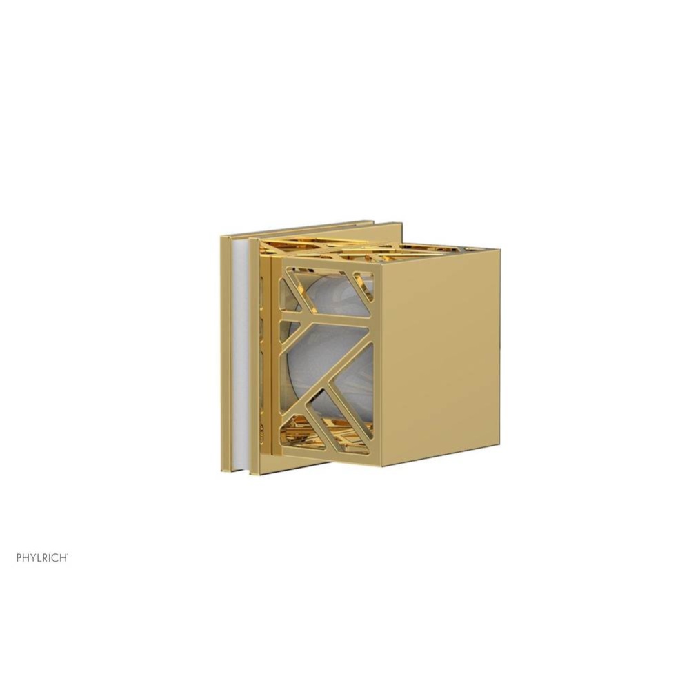 Polished Gold Jolie Diverter/Volume Control Trim With Square Cutaway Handles And Gloss White Accen