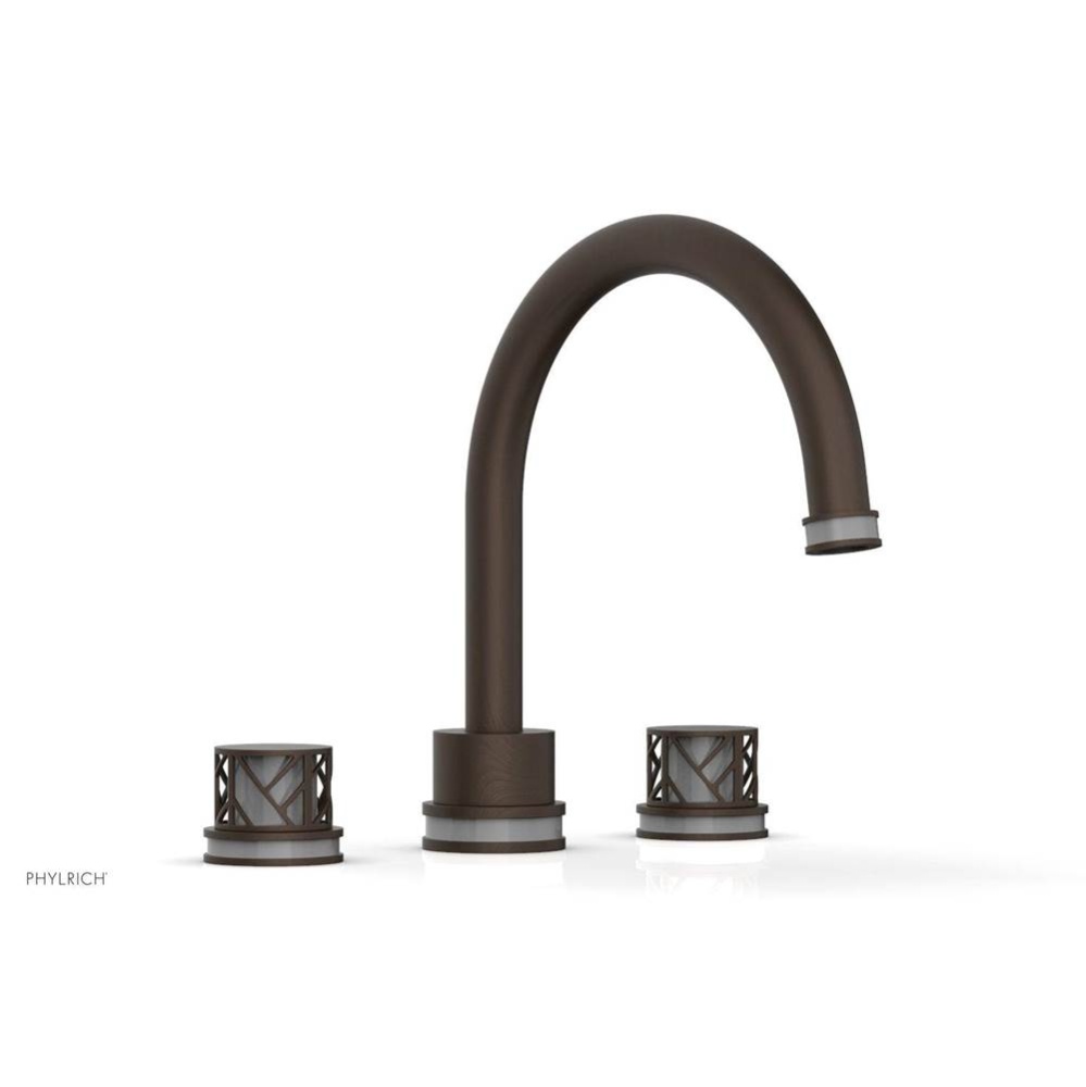 Antique Bronze Jolie 3-Hole Deck Tub Filler With Gooseneck Spout, Round Cutaway Handles, And Grey