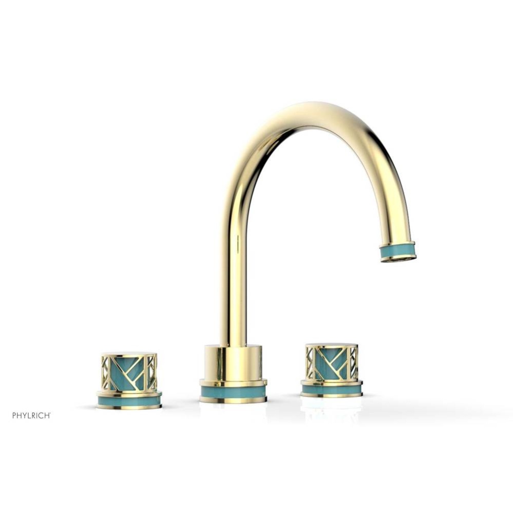 Polished Brass Uncoated (Living Finish) Jolie 3-Hole Deck Tub Filler With Gooseneck Spout, Round C